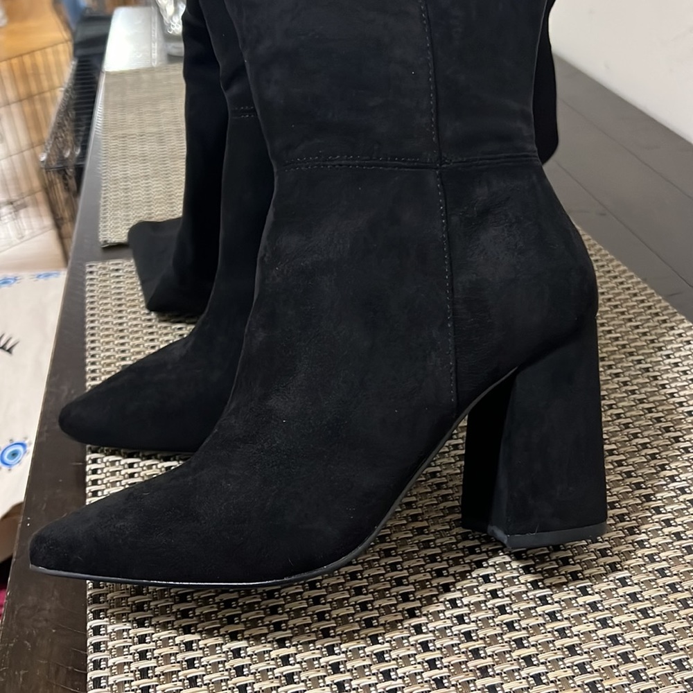 Knee high suede boots